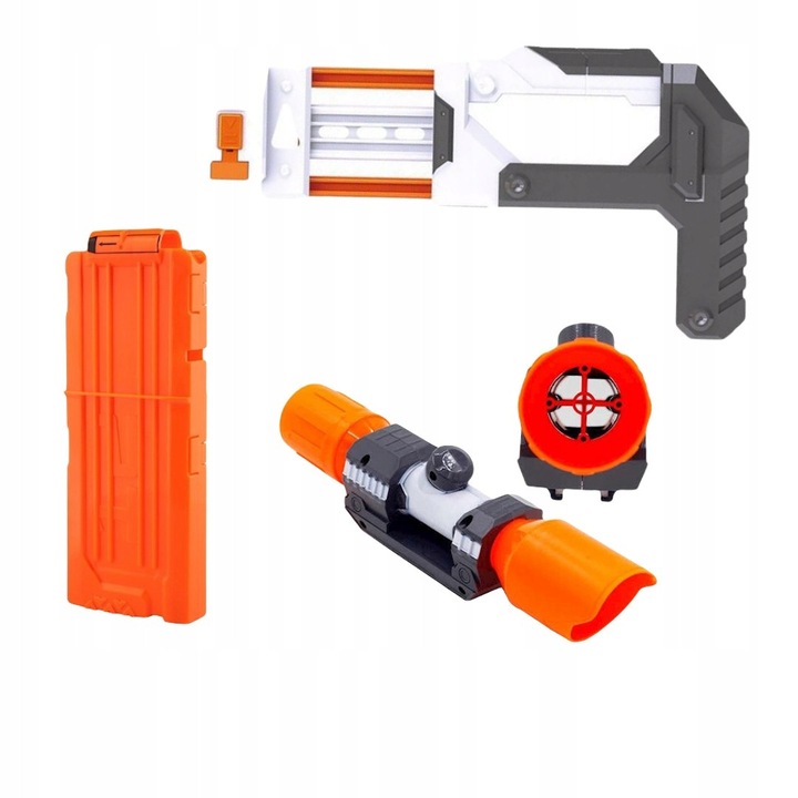 Set accesorii Nerf, Blaster Squad, luneta, coloana lunga, magazin 12 bile