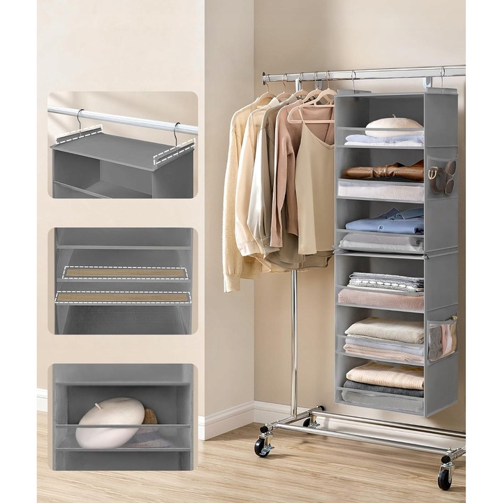 Organizator haine cu 6 compartimente, utilizare versatila, dimensiuni 30x40x20cm