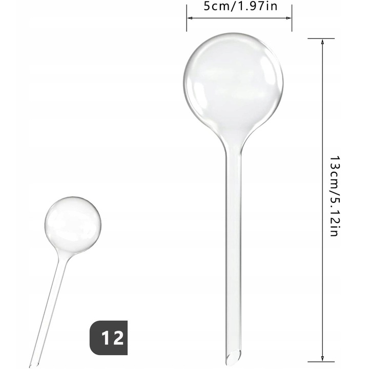 Set 12 bile zutomate de udat plante, PCV, transparent