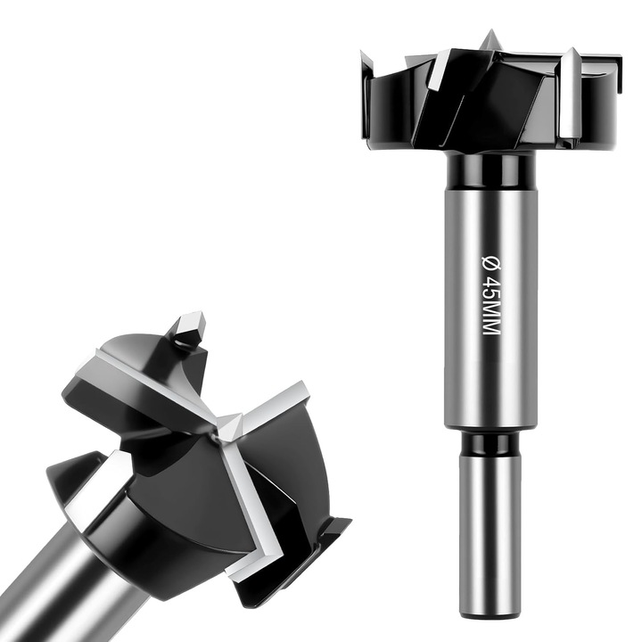 Burghiu pentru lemn 45mm, trei lame, durabilitate ridicata, rezistenta la temperaturi inalte