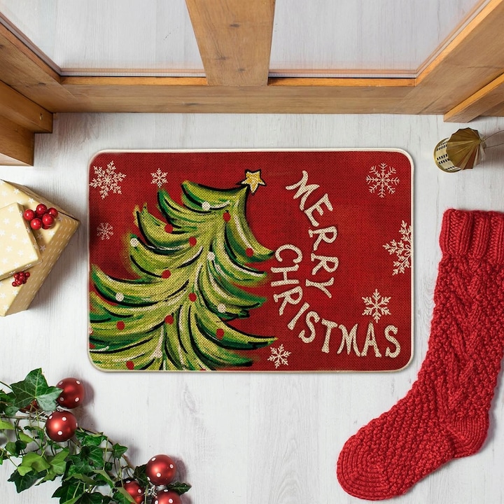 Karácsonyi bejárati szőnyeg, 40x60cm, csúszásmentes, könnyen tisztítható