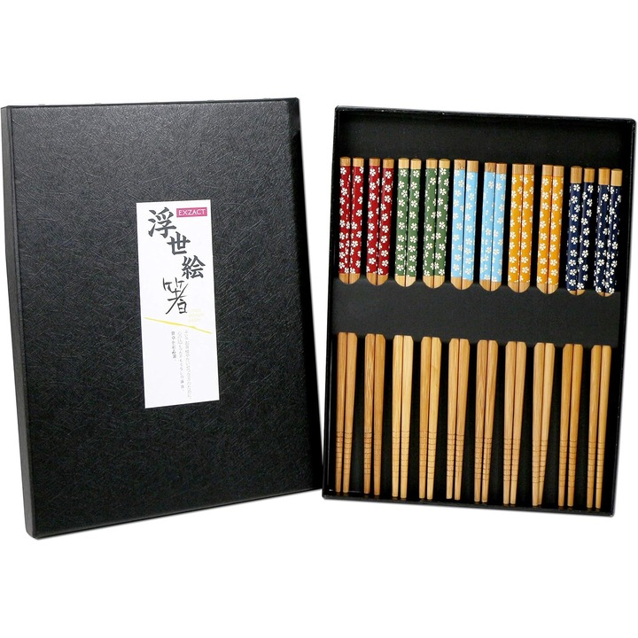 Комплект 10 чифта бамбукови клечки за хранене, екологични, подаръчна кутия, 22,5см, 24,5x19x2см