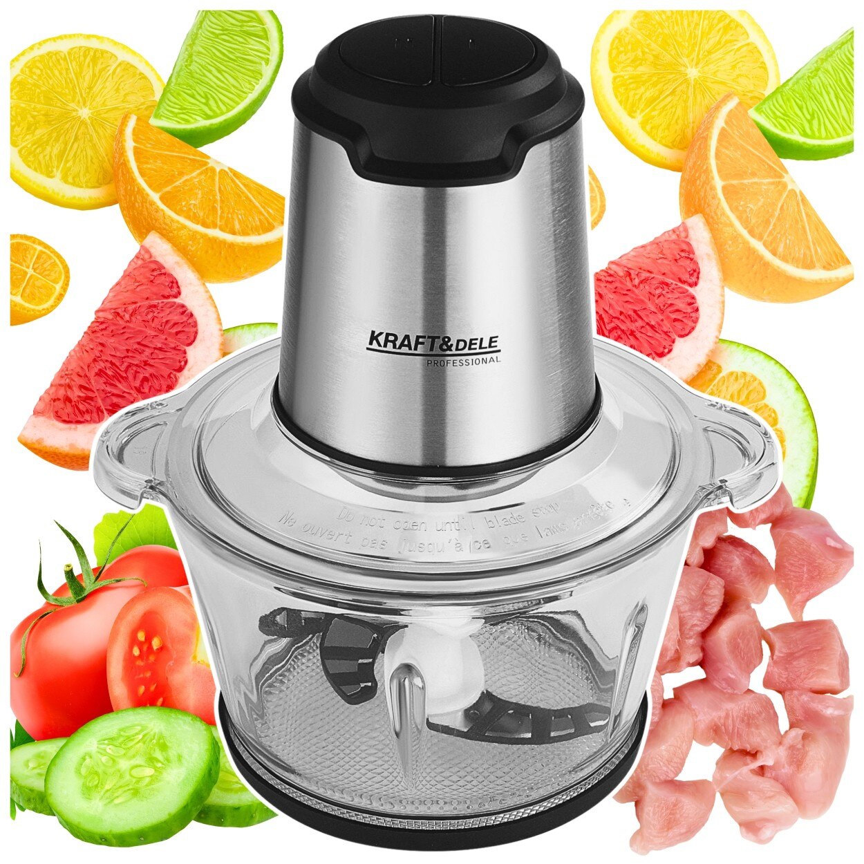 Robot de bucatarie electric, 1000W, cu bol de sticla 2L, 4 cutite