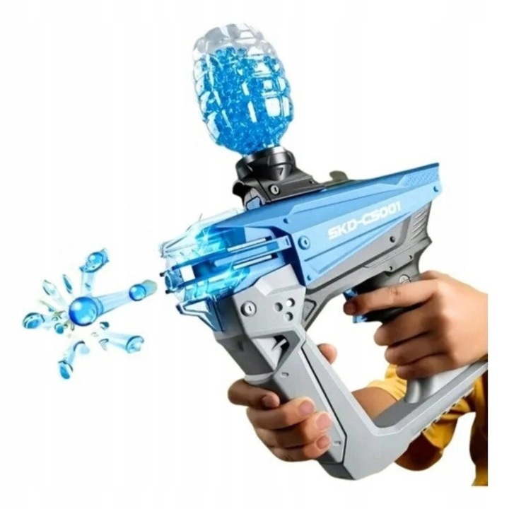 Pistol Gel Blaster automat CS-001, 1000 bile, albastru, 30m raza de actiune