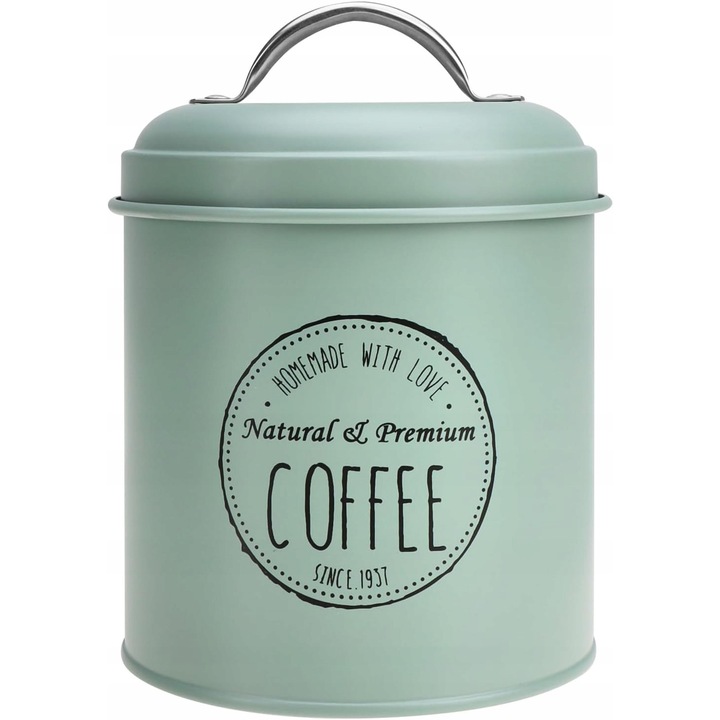 Set 3 cutii alimentare metalice, 12x16cm, pentru cafea, ceai, zahar