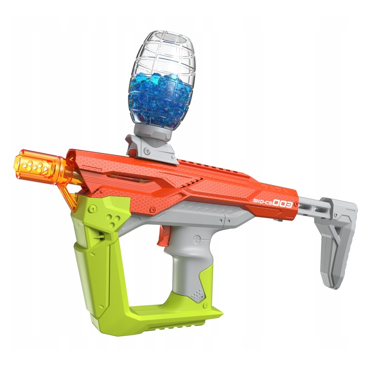 Pistol de jucarie automat CS-003, SKD Blaster, portocaliu, 5000 bile, 20m raza de actiune
