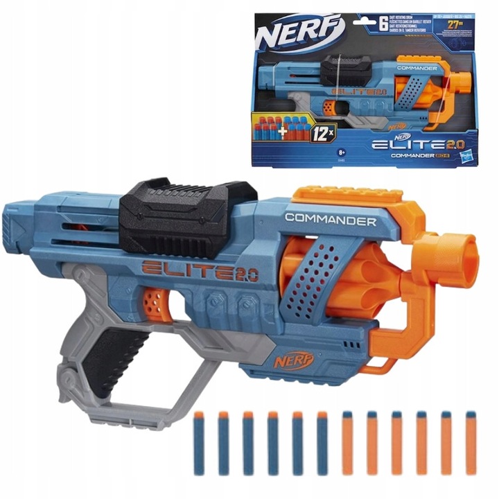 Nerf Elite 2.0 Commander RD-6 játékpisztoly, 12 nyílvessző, 30 csere nyílvessző, elektronikus célpont