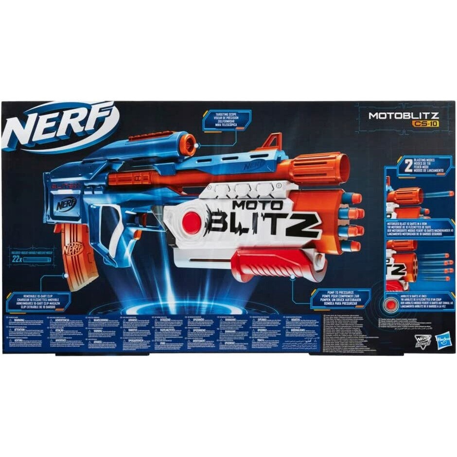 Nerf Elite 2.0 MotoBlitz, set cu 30 sageti waffle si tinta