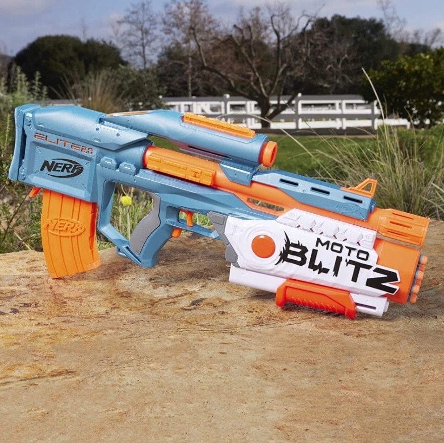 Nerf Elite 2.0 MotoBlitz, set cu 30 sageti waffle si tinta