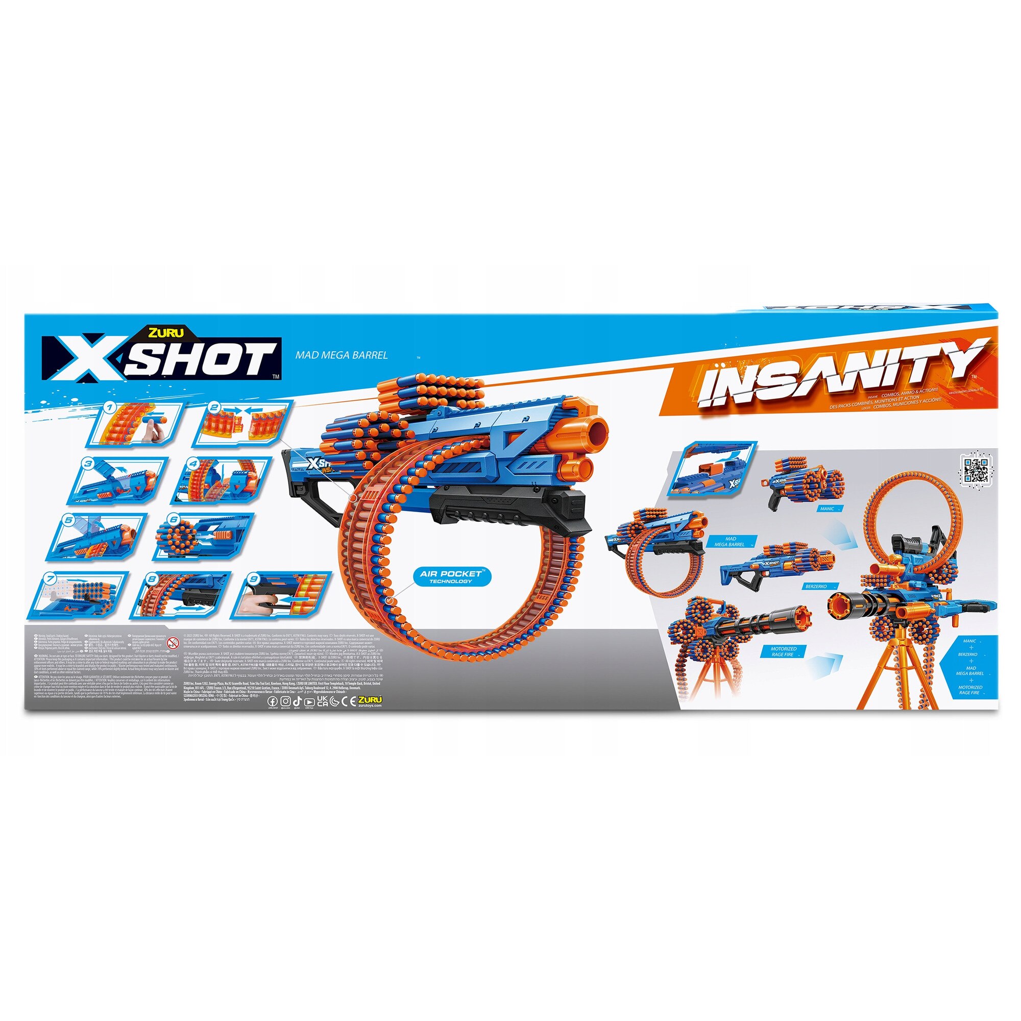 X-Shot, pusca de jucarie, set cu 72 sageti, 3 suporturi pentru 66