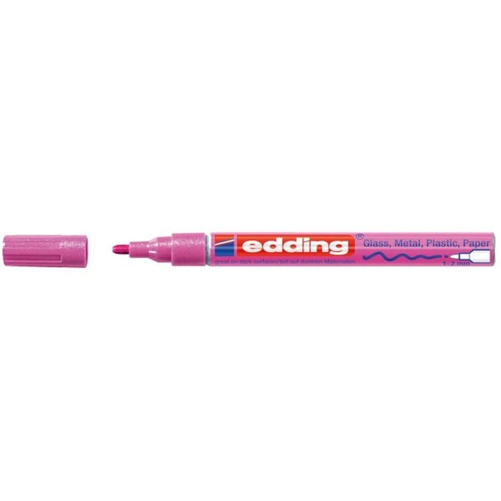 Marker permanent Edding 751 cu vopsea, varf 1-2MM, roz