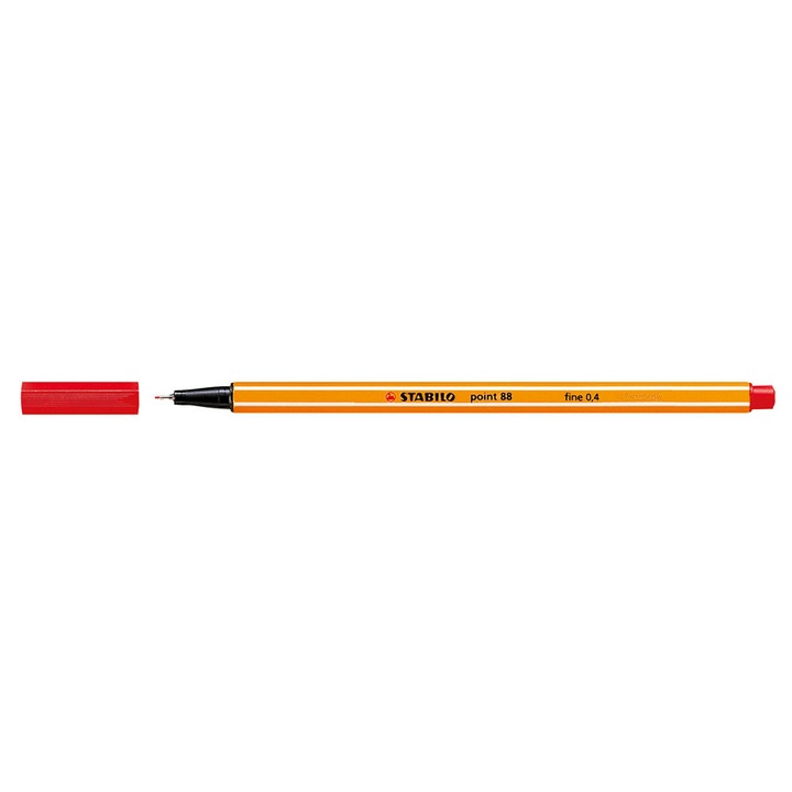 Liner Stabilo Point 88, varf fetru, 0.4 mm, rosu