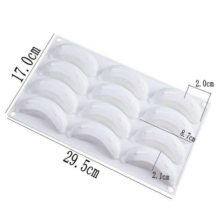 Forma prajituri, 12 cavitati, gelatina banana, silicon, set 1 bucata