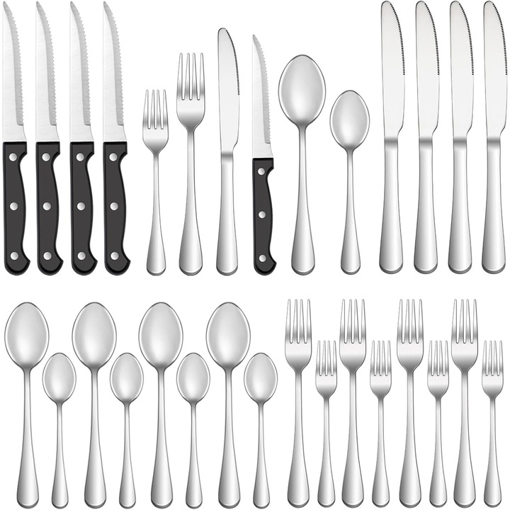 Set de tacamuri 24 piese, inox, pentru 4 persoane, design elegant, rezistent la rugina