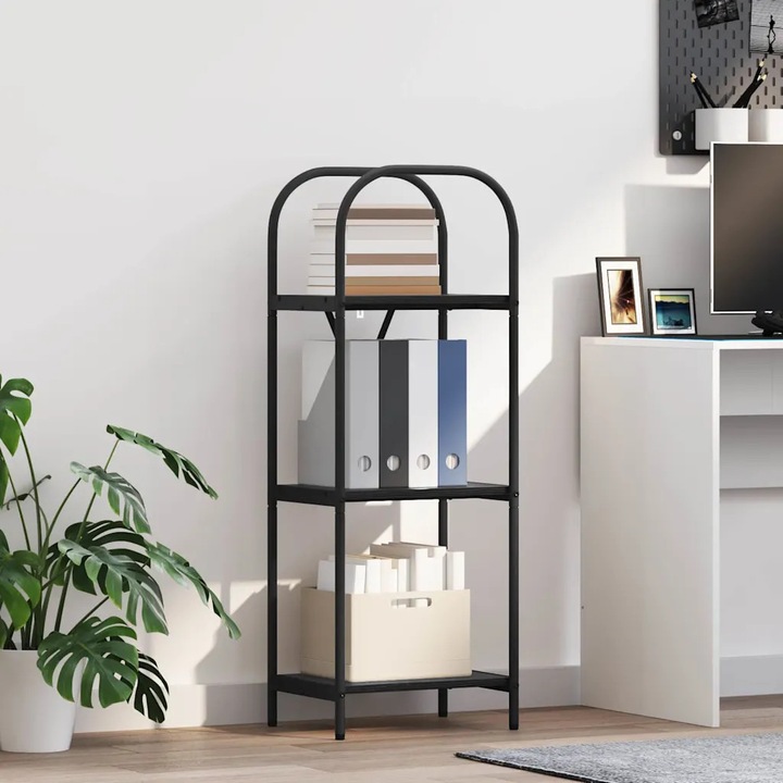 Biblioteca moderna VidaXL, negru, 40x30x109cm, cu polite spatioase