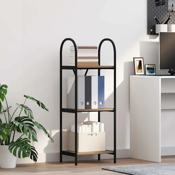 Raft pentru carti VidaXL, dreptunghiular, 40x30x109cm, design modern, stejar artisan