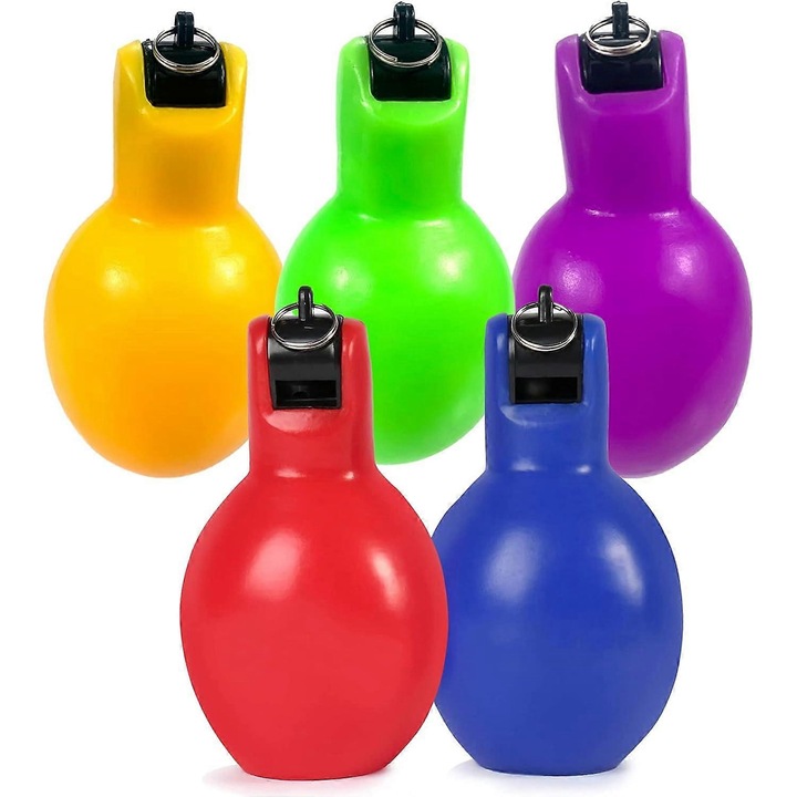 Set de 5 fluieruri, PVC, multicolor, 6.5x6.5x12cm