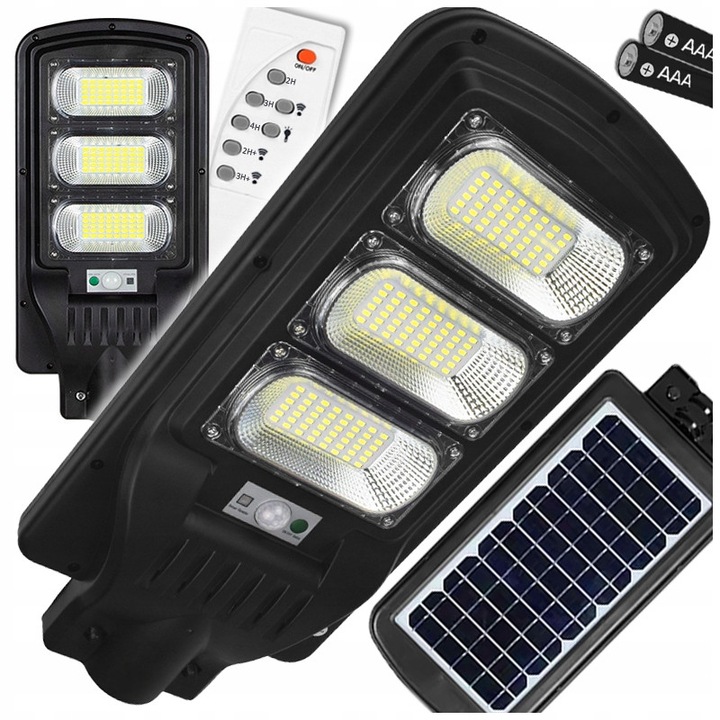 Lampa solara LED 1400W cu senzor de miscare si senzor de amurg,negru