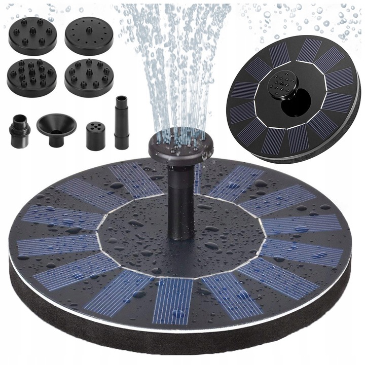 Kerti szolár szökőkút, ARSA GO, 16cm, IPX8 vízálló, 7 fúvókás készlet