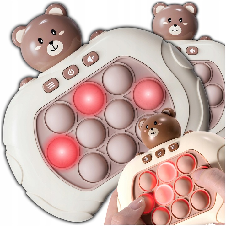 Interaktív Pop It játék, ARSA GO, Medve / Űrhajós modell, 4 játékmód, többszínű, méretek 12,5x12x5cm, komplett készlet.