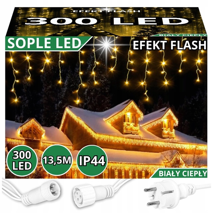 LED fényfüggöny, 300 lámpa, ARSA GO, villogó hatás, melegfehér, 13,5m, szett