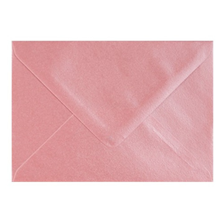 Plic colorat invitatie / felicitare roz sidef 155 x 155 mm