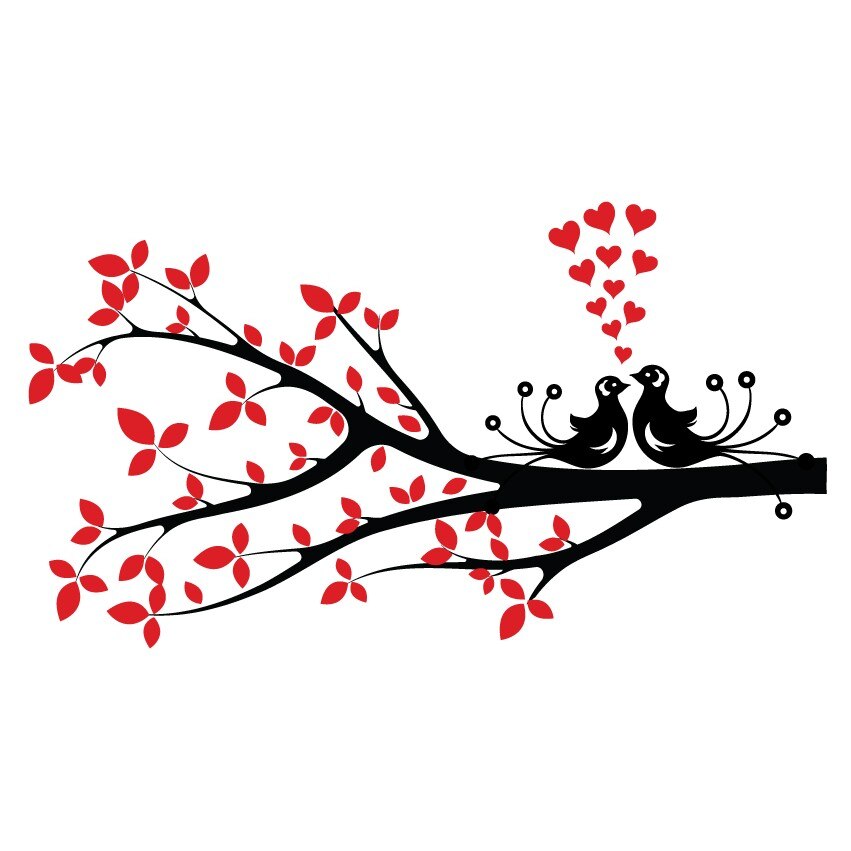 Sticker decorativ Stickero Crenguta Dragostei, Negru cu Rosu, 51x99 cm