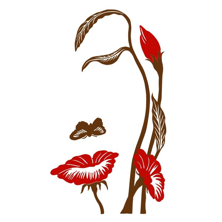 Sticker decorativ Stickero Decor Floare Umana, Maro cu Rosu, 68x120 cm