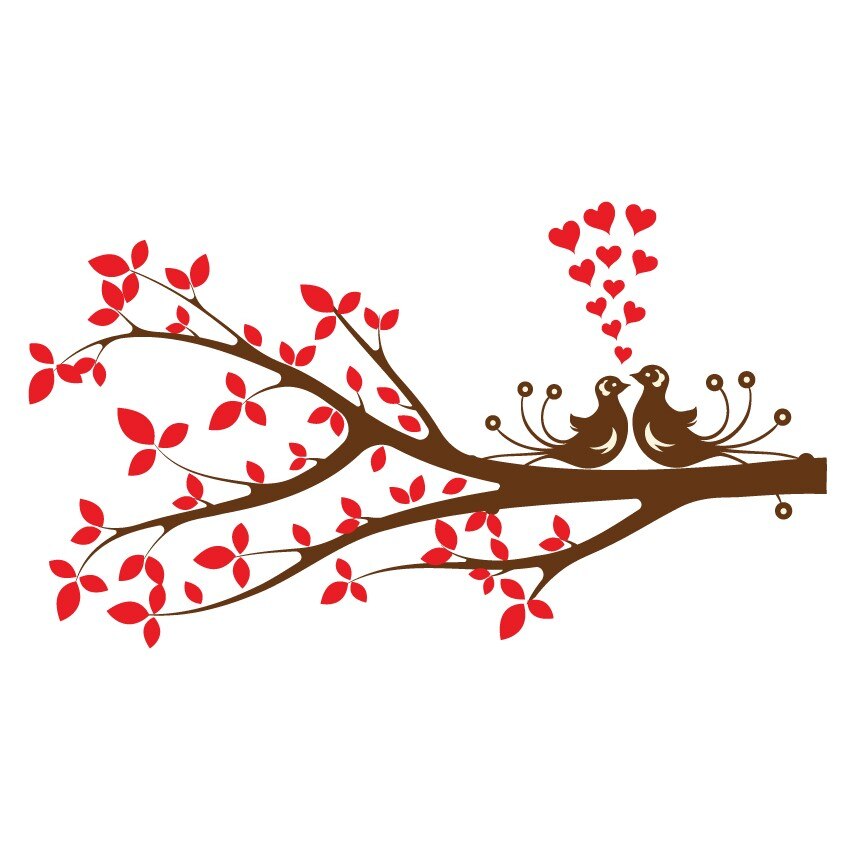 Sticker decorativ Stickero Crenguta Dragostei, Maro cu Rosu deschis, 51x99 cm