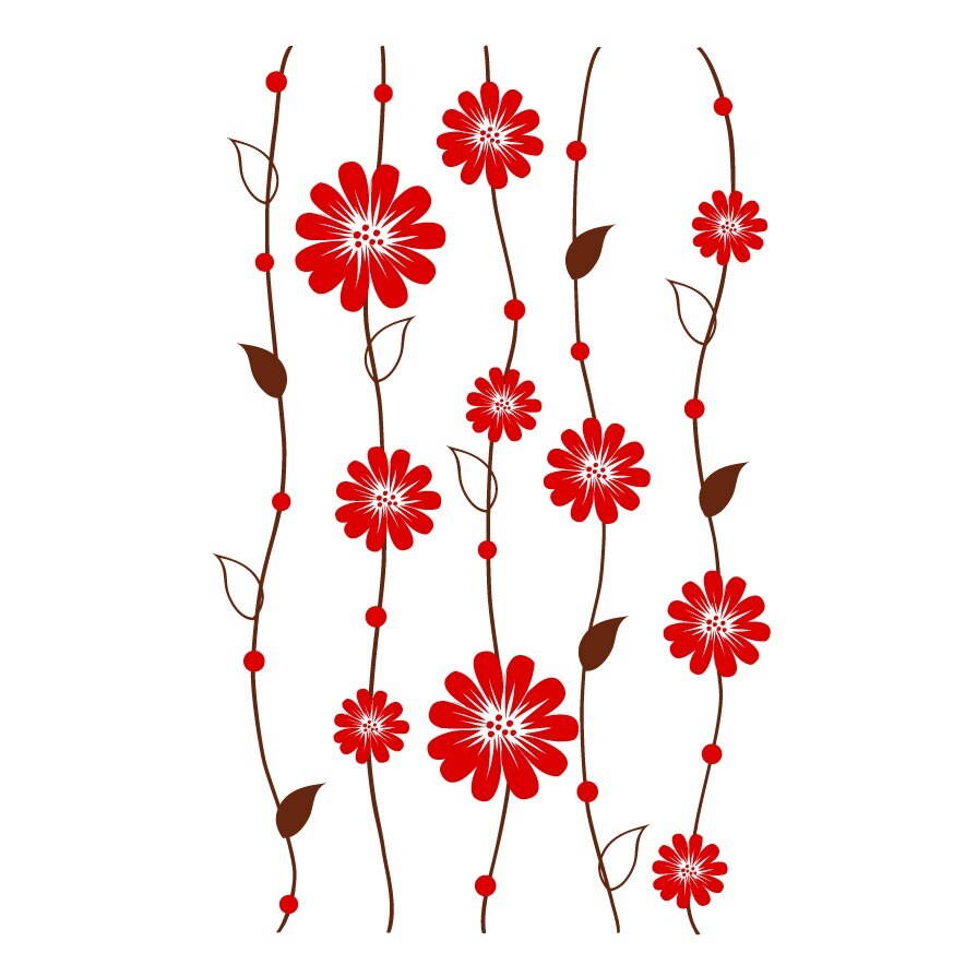 Sticker decorativ Stickero floral stil tapet, Maro cu Rosu deschis, 77x122 cm