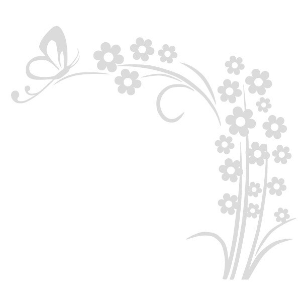 Sticker decorativ Stickero Floare de Colt cu Fluturas, Gri deschis, 120x106 cm