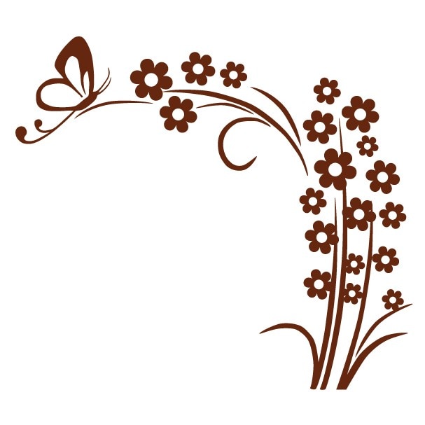 Sticker decorativ Stickero Floare de Colt cu Fluturas, Maro, 120x106 cm