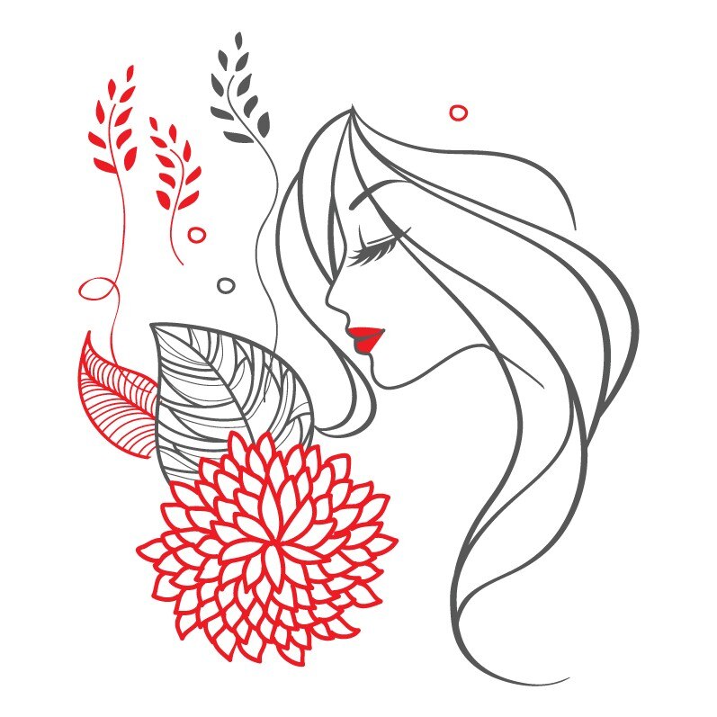 Sticker de perete Stickero Frumoasa Adormita, Gri inchis cu Rosu deschis, 70x81 cm