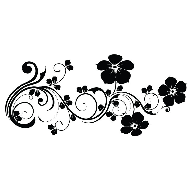 Sticker perete Stickero Decor Floral, Negru, 111x50 cm