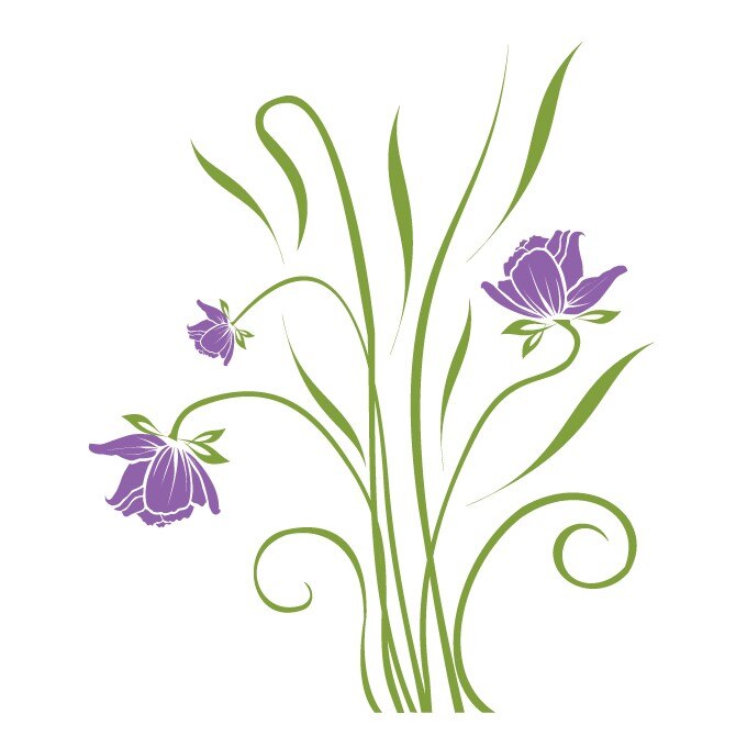 Buchet floral - sticker de perete Stickero, Verde galbui cu Violet levanda, 90x107 cm