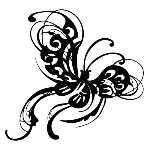 Sticker decorativ Stickero Fluturas Pastelat, Negru, 60x64 cm