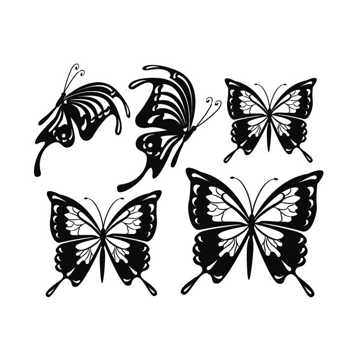 Sticker decorativ Stickero Set de Fluturi, Negru, 50x42 cm