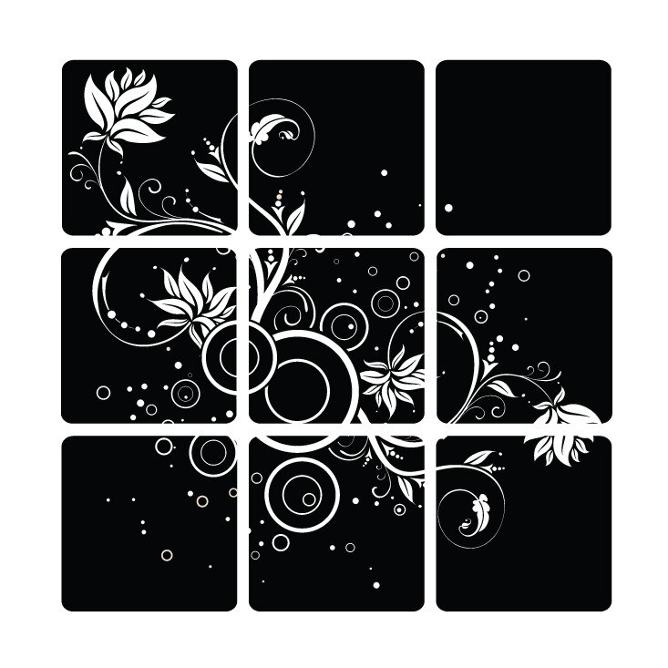 Sticker decorativ Stickero Flori gemene - Tablou Floral, Negru, 120x120 cm