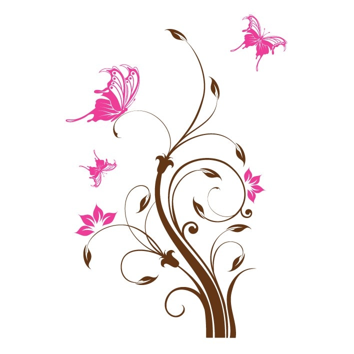 Sticker decorativ Stickero Floare eleganta, Maro cu Roz, 95x150 cm