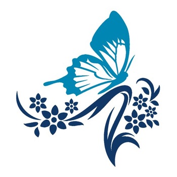 Floare cu fluturas - sticker decorativ Stickero, Albastru inchis cu Albastru deschis, 50x54 cm Floare cu fluturas - sticker decorativ Stickero, Albastru inchis cu Albastru deschis, 50x54 cm