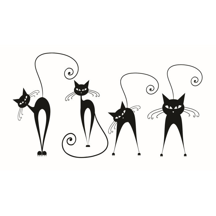 Sticker decorativ Stickero Pisicute 2, Negru, 55x135 cm