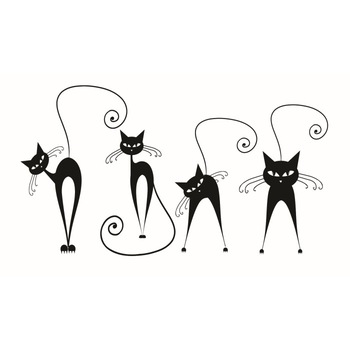 Sticker decorativ Stickero Pisicute 2, Negru, 35x87 cm Sticker decorativ Stickero Pisicute 2, Negru, 35x87 cm