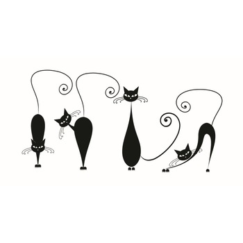 Sticker decorativ Stickero Pisicute, Negru, 35x73 cm Sticker decorativ Stickero Pisicute, Negru, 35x73 cm