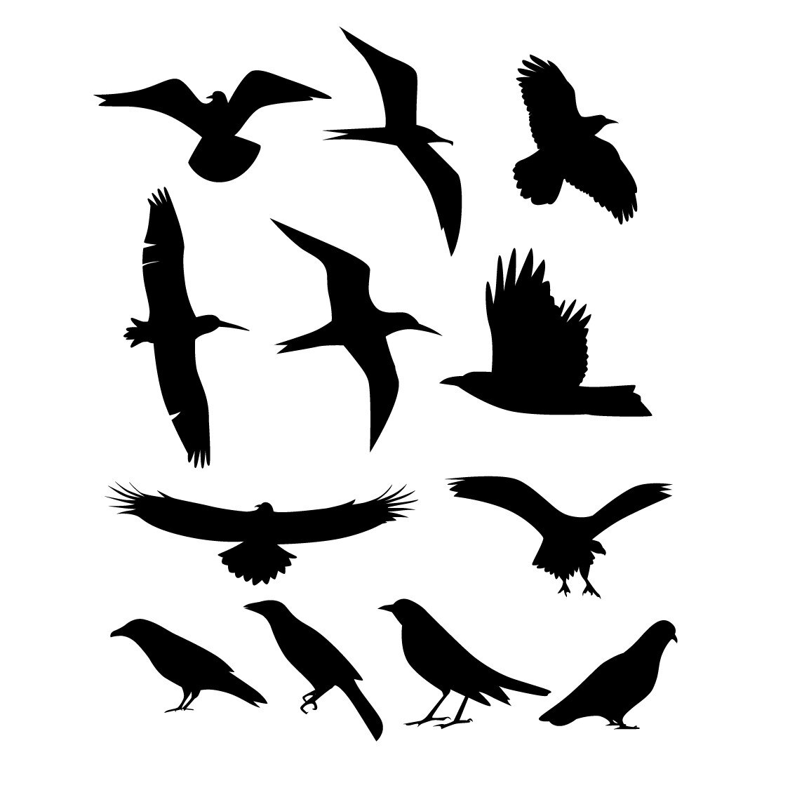 Sticker decorativ Stickero Pasarile, Negru, 60x100 cm