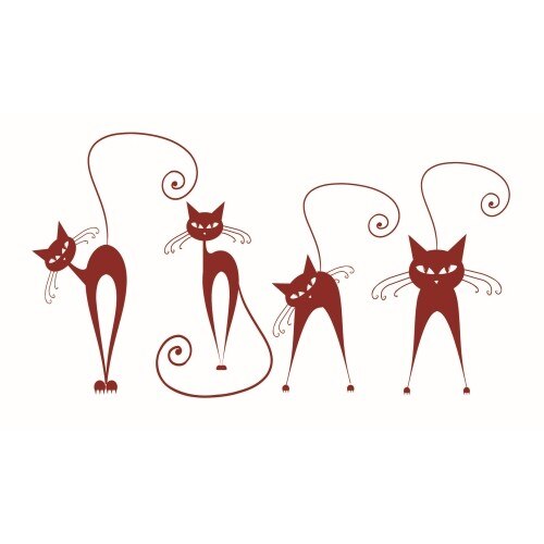 Sticker decorativ Stickero Pisicute 2, Rosu inchis, 35x87 cm