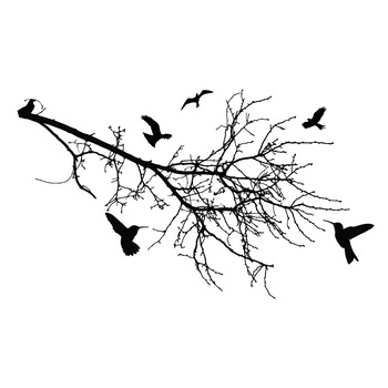 Crenguta cu Pasari Colibri - sticker decorativ Stickero, Negru, 85x145 cm Crenguta cu Pasari Colibri - sticker decorativ Stickero, Negru, 85x145 cm