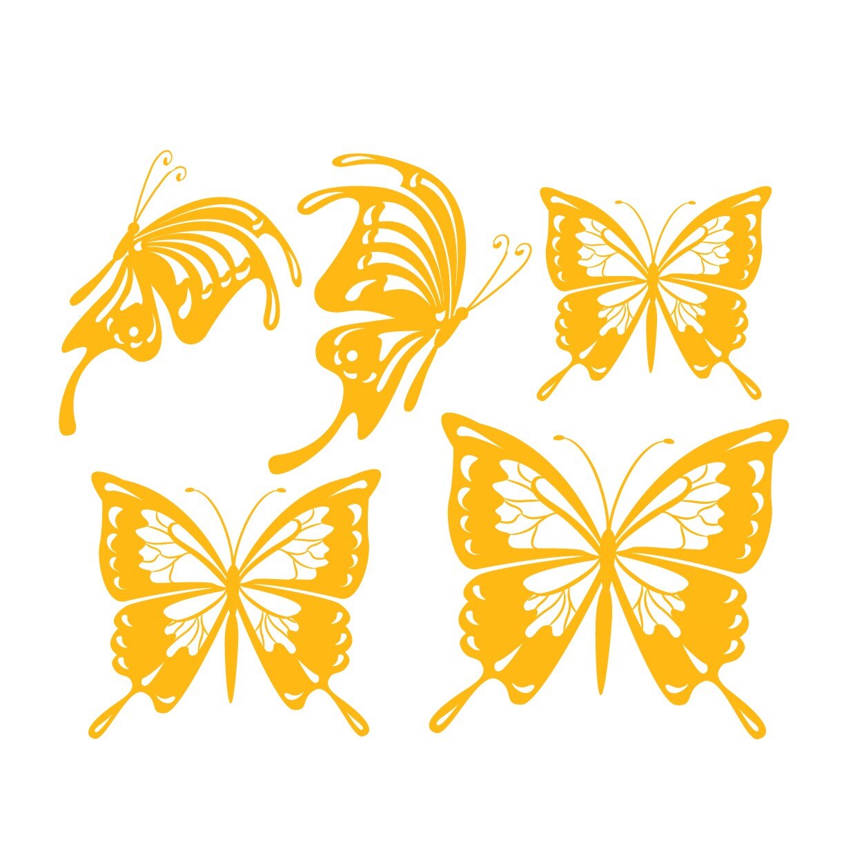 Sticker decorativ Stickero Set de Fluturi, Galben, 60x50 cm