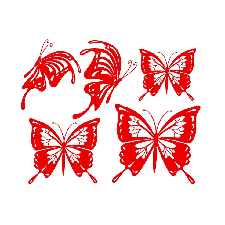 Sticker decorativ Stickero Set de Fluturi, Rosu deschis, 50x42 cm