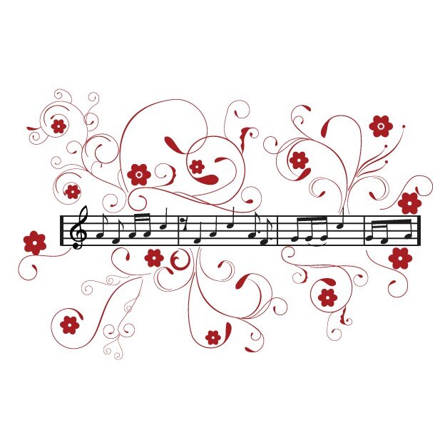 Sticker decorativ Stickero Portativ Inflorit, Negru cu Rosu inchis, 60x99 cm