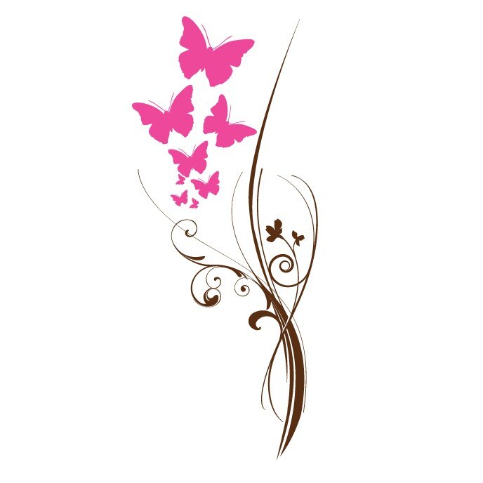 Sticker decorativ Stickero Floarea Fluturilor, Maro cu Roz, 60x148 cm